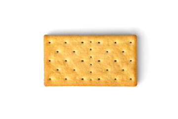 Cracker sandwich with chocolate filling isolated on white background.