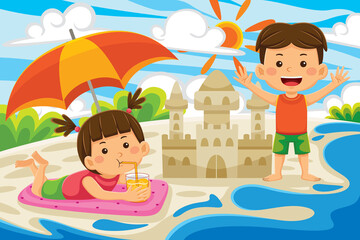Kids Holiday in Flat Design Style