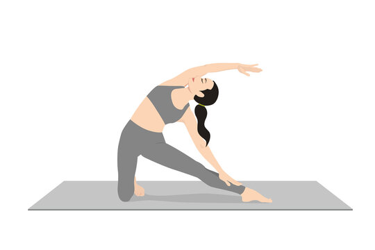 Gate Pose Toes Stretched, Beautiful girl practice Parighasana Toes Stretched, Young attractive woman practicing yoga exercise. working out, black wearing sportswear, grey pants and top, indoor full