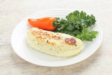 Roasted traditional cheese haloumi