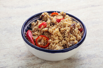 Arabic cous cous with meat and tomato