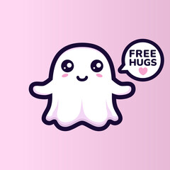 cute ghost character mascot design