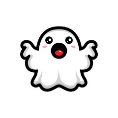 cute ghost character mascot design