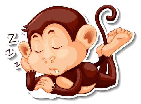 Monkey sleeping cartoon character sticker