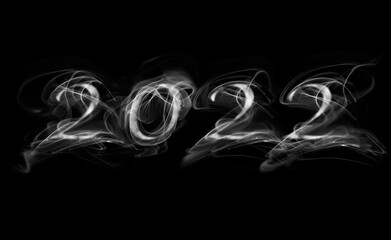 bright smoky numbers 2022 smoke on a black background