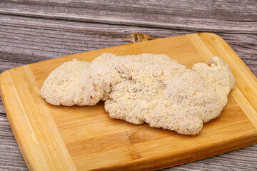 Raw meat schnitzel for roast