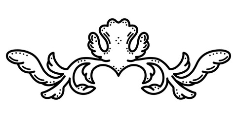 Decorative border floral ornament. Hand drawn vector illustration, isolated on a white background.	