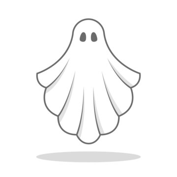 Floating spooky Ghost hovers above the ground vector illustration Halloween Scary Flat design style Logo Icon Clipart