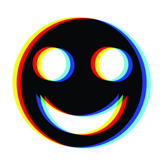 Glitch distorted geometric shape . Blurred emoji .Minimal art design . Noise destroyed emoticon logo . Trendy defect error shapes . Glitched frame .Broken effect .vector 