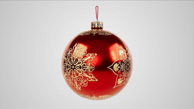 christmas ball. new year ornament with carved winter patterns. 3d illustration