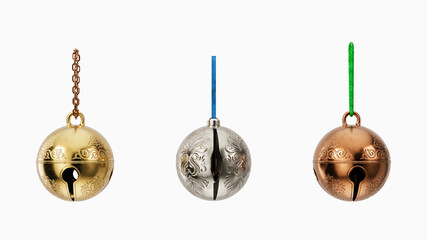 set of christmas bells. isolated on white. 3d illustration