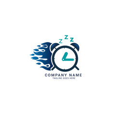 Fototapeta premium Sleep Clock Icon Logo Design with Fire Element