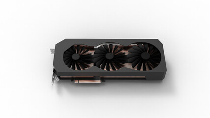 Top view of graphic card with shadow 3d render
