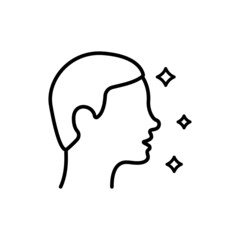 Man Profile Line Icon. Boy with Beauty Face and Hairstyle Linear Pictogram. Male Face in Side View Outline Icon. Editable Stroke. Isolated Vector Illustration