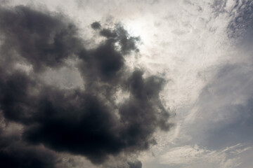 Abstract texture of clouds, blue sky and sun