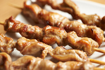 Grilled chicken skewers, seasoned chicken