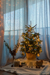 Christmas tree arrangement in the apartment
