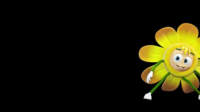 Flower comes out from the right side of the screen and greeting
