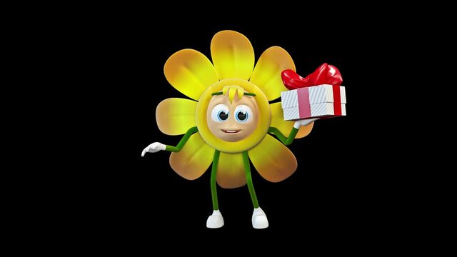 Flower dancing with gift box