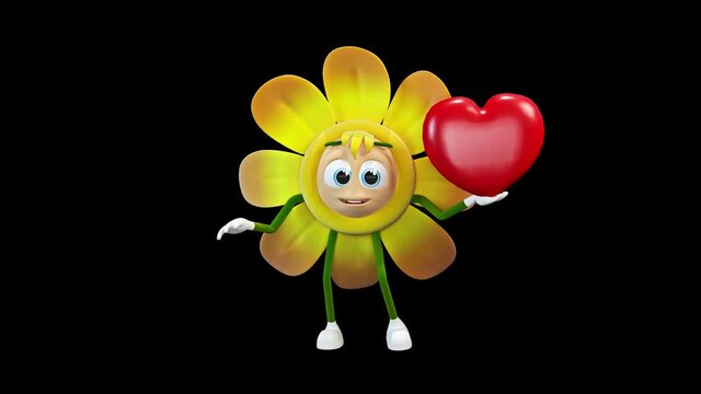 Flower dancing with a heart