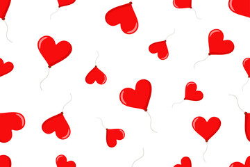 Seamless pattern of red heart balloons