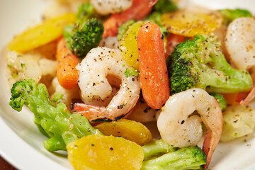 Vegetable Shrimp Salad on a Plate 