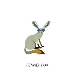 Fennec fox, African fox. Vector illustration isolated on white background.