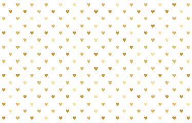 White Background with Gold hearts. Golden hearts pattern. Valentine's day, Love, Birthday background