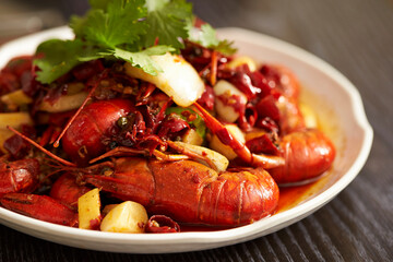 Chinese food, Stir-fried Crayfish in Spicy Sauce