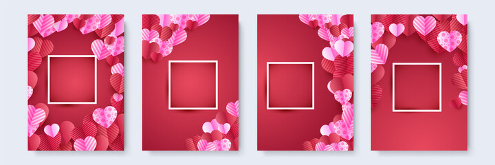 Valentine's frame Red Papercut style Love card design background