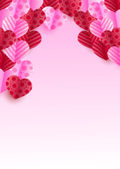Celebrate Valentine day Red Pink Papercut style Love card design background