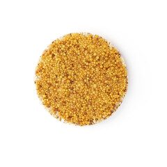 grainy mustard on diet bread isolated on white background.