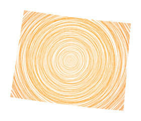 Wyoming map filled with concentric circles. Sketch style circles in shape of the us state. Vector Illustration.