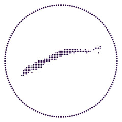 Roatan digital badge. Dotted style map of Roatan in circle. Tech icon of the island with gradiented dots. Astonishing vector illustration.