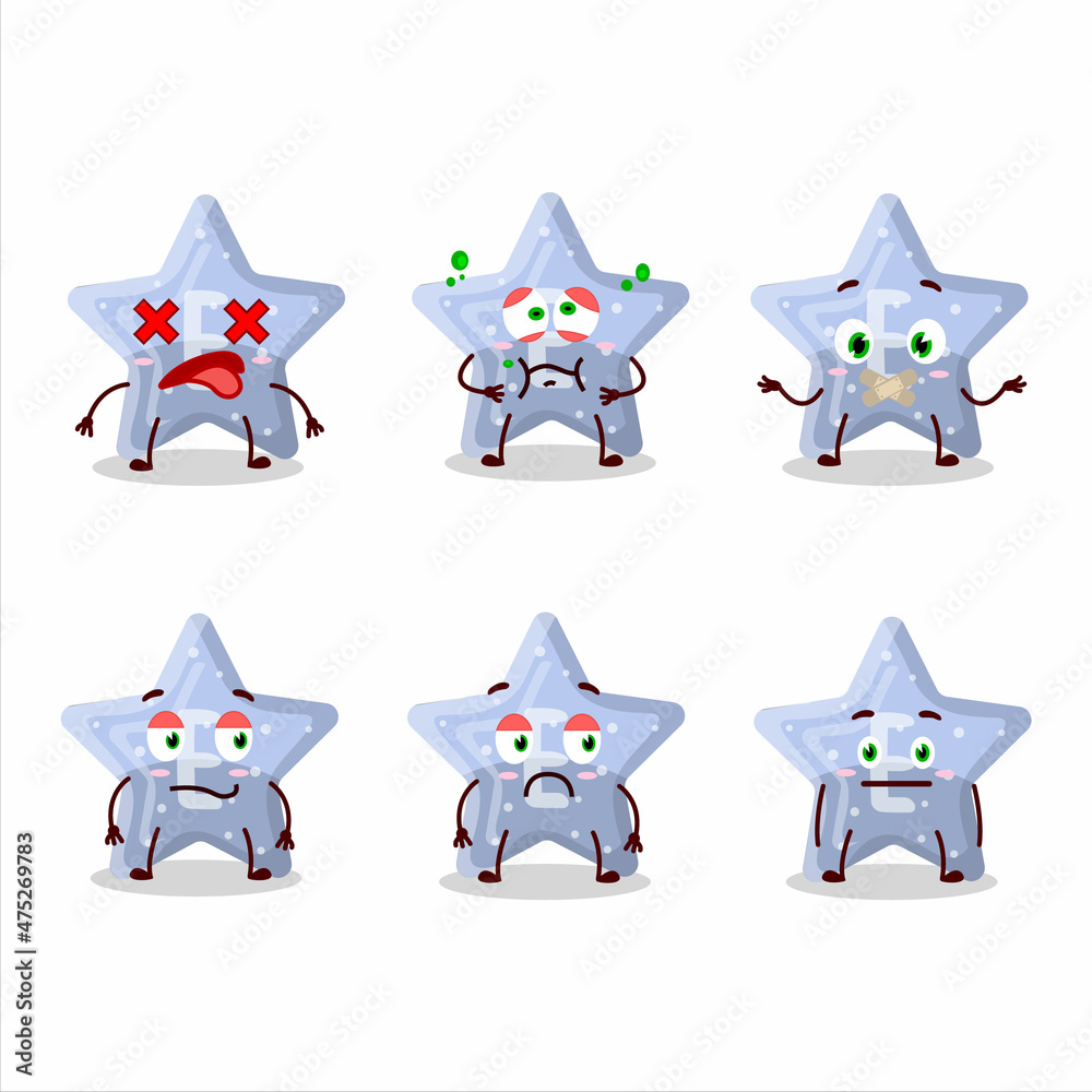 Sticker Star blue gummy candy E cartoon character with nope expression