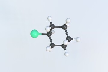 Bromocyclohexane molecule, isolated molecular model. 3D rendering