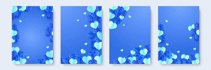 Valentine's day blue Papercut style Love card design background