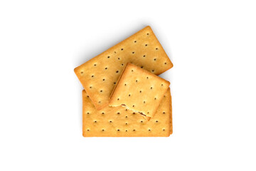 Pile of cracker sandwiches with chocolate filling isolated on white background.