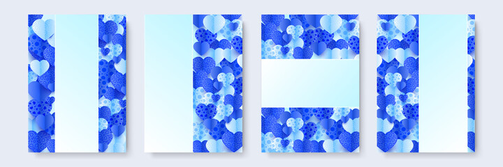 Happy Valentine day blue Papercut style Love card design background. Design for special days, women's day, birthday, mother's day, father's day, Christmas, and wedding.