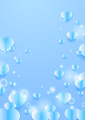 Happy Valentine day glow blue Papercut style Love card design background. Design for special days, women's day, birthday, mother's day, father's day, Christmas, and wedding.