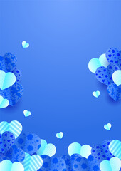 Valentine's day bluea Papercut style Love card design background