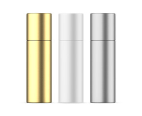 Spray tin can for branding, deodorant can mockup template on isolated white background, 3d illustration