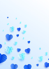 Spread love blue Papercut style Love card design background. Design for special days, women's day, birthday, mother's day, father's day, Christmas, and wedding.