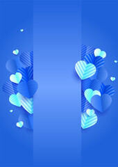 Valentine's day glow blue Papercut style Love card design background