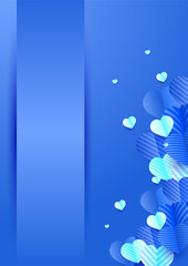 Valentine's day glow blue Papercut style Love card design background