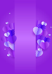 Valentine's day glow purple Papercut style Love card design background