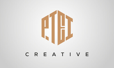 creative polygon PTEI letters logo design, vector template