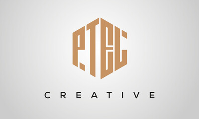 creative polygon PTEL letters logo design, vector template