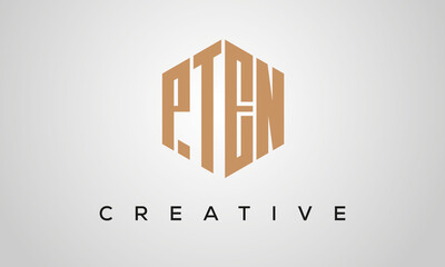 creative polygon PTEN letters logo design, vector template