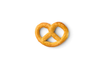 Mini salty pretzels isolated on white background.